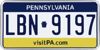 PA license plate LBN9197