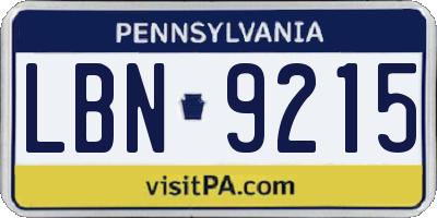 PA license plate LBN9215