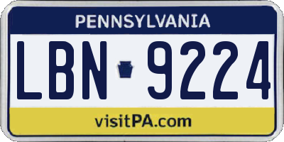 PA license plate LBN9224