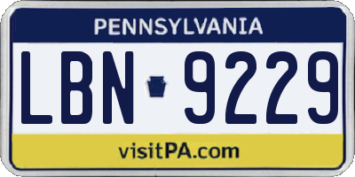 PA license plate LBN9229