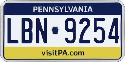PA license plate LBN9254