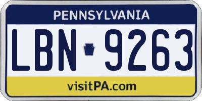 PA license plate LBN9263