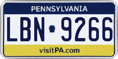 PA license plate LBN9266
