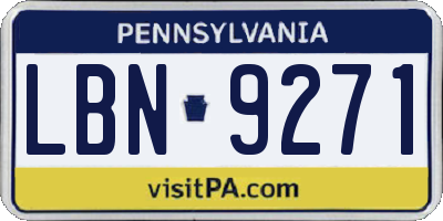 PA license plate LBN9271