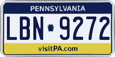 PA license plate LBN9272
