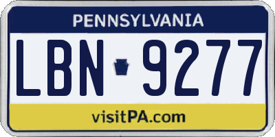 PA license plate LBN9277