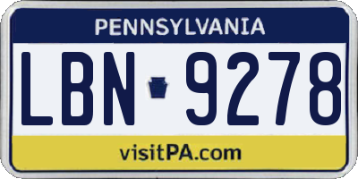 PA license plate LBN9278