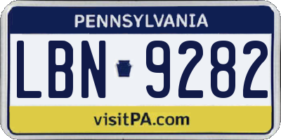 PA license plate LBN9282