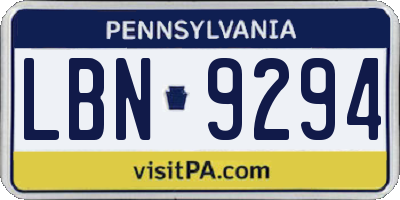 PA license plate LBN9294