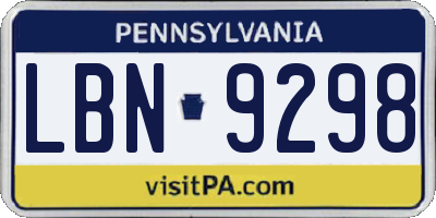 PA license plate LBN9298