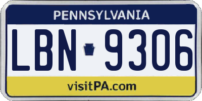 PA license plate LBN9306