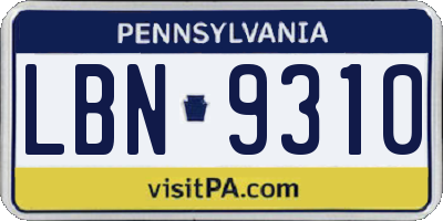 PA license plate LBN9310
