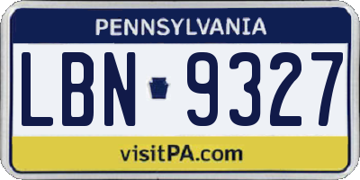 PA license plate LBN9327