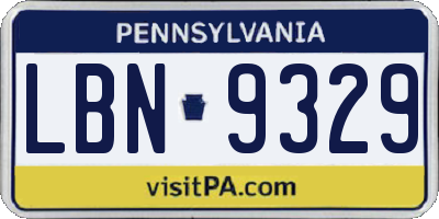 PA license plate LBN9329