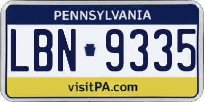 PA license plate LBN9335