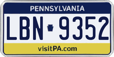 PA license plate LBN9352