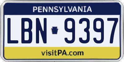 PA license plate LBN9397