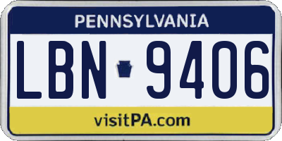 PA license plate LBN9406