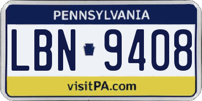 PA license plate LBN9408