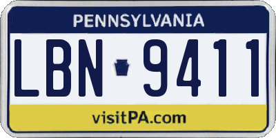 PA license plate LBN9411