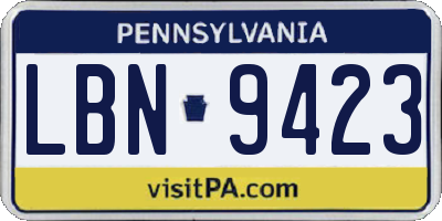 PA license plate LBN9423