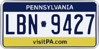 PA license plate LBN9427