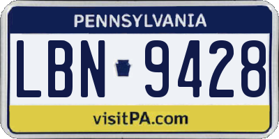 PA license plate LBN9428