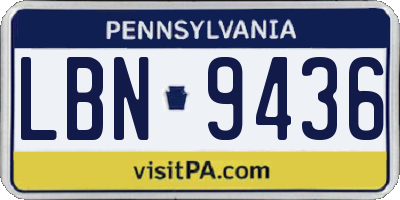 PA license plate LBN9436