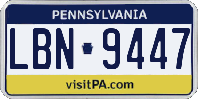 PA license plate LBN9447