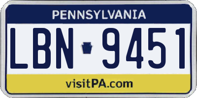 PA license plate LBN9451