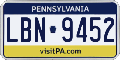 PA license plate LBN9452