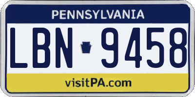 PA license plate LBN9458