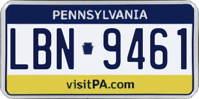 PA license plate LBN9461