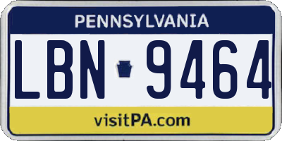 PA license plate LBN9464