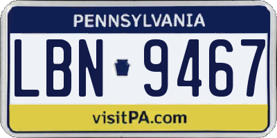 PA license plate LBN9467