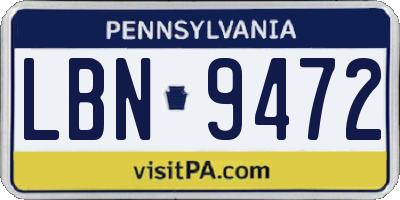 PA license plate LBN9472