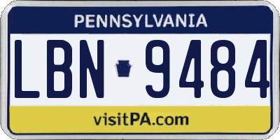 PA license plate LBN9484