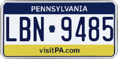 PA license plate LBN9485