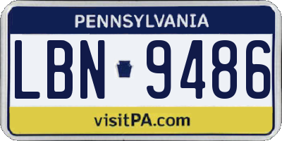 PA license plate LBN9486