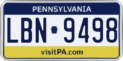 PA license plate LBN9498