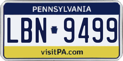 PA license plate LBN9499