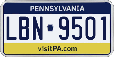 PA license plate LBN9501