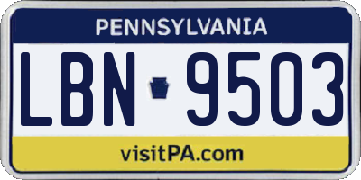 PA license plate LBN9503