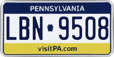 PA license plate LBN9508