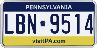 PA license plate LBN9514