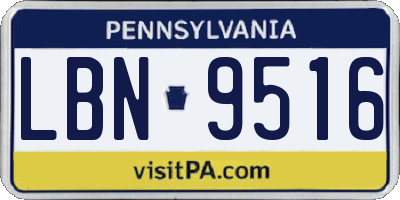 PA license plate LBN9516