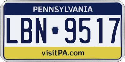PA license plate LBN9517