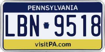 PA license plate LBN9518