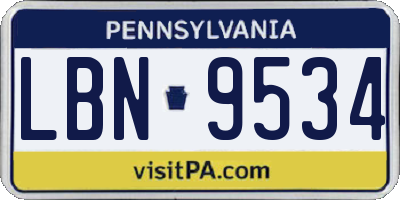 PA license plate LBN9534