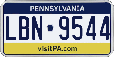 PA license plate LBN9544